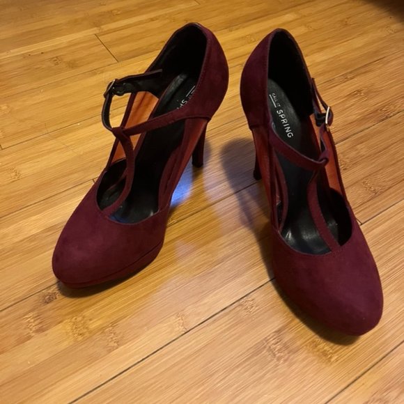 Suede Burgundy High Heels | Size 8.5 - Picture 7 of 11